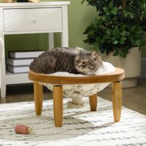 Kattenhangmat inclusief wasbare kussens, kattenbed, huisdierbed, 50 cm x 50 cm x 27 cm, naturel + bruin