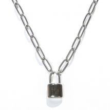 Laura Ferini Damenhalskette Serratura Silber - Silberne Gliederkette mit Verschluss - 18K Weißgold vergoldet - Halskette - Halskette - Schmuck - Accessoires - Gliederkette - Kette mit Anhänger - Verschluss