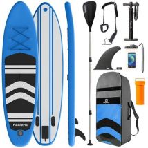 LifeGoods SUP Board - Aufblasbares Paddle Board - Komplettset - Max. 135KG - 320x81cm - Blau