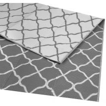 LifeGoods Teppich für den Außenbereich - 183x290CM - Gartenteppich - Teppich für den Außenbereich - Reversibel - Inkl. Tragetasche - Mit Muster - Grau/Weiß