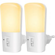 Qumax LED Nachtlicht Sockel 2 Stück - Dimmbare Nachtlichter mit Sensor - Babyzimmer Nachtlicht - Tag und Nacht Sensor - Kinder & Baby - Weiß