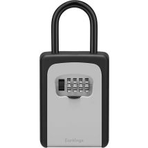 Schlüsseltresor Vorhängeschloss - Schlüsseltresor mit Code für den Außenbereich - Schlüsselschrank mit Haken Inklusive Wandhalterung - Vorhängeschloss Ziffernschloss Earkings Safe mit Ziffernschloss Grau