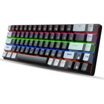 HXSJ V800 - Mechanische RGB-Gaming-Tastatur - QWERTY - 68 Tasten - TKL - Blauer Schalter - Schwarzgrau