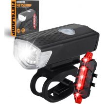 MM Brands Bicycle Light Set - Fahrradlicht - Vorder- und Rücklicht - USB Wiederaufladbar - LED