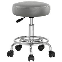 Rollbarer Stuhl Kunstleder Grau 360° drehbare Fußstütze