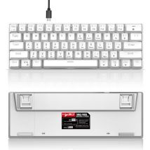 HXSJ L800 Wireless Mechanical TKL Gaming Keyboard - RGB - Wired / 2.4GHz RF / Bluetooth - QWERTY - 61 Tasten - Blauer Schalter - Weiß