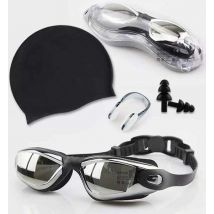 Garpex® Schwimmbrille mit Zubehör - Taucherbrille - Schwimmstöpsel - Nasenklammer Schwimmen - Nasenklammer Schwimmen - Badekappe