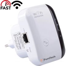PuroTech Wifi Repeater - Wifi Amplifier Sockel 300Mbps - 2.4 GHz - Inklusive Internetkabel - Booster - Extender