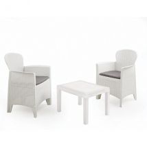 ProGarden | Garten-Set: Tisch und zwei Stühle - 60 x 58 x 89 cm - Weiß