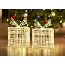 Nampook SET de 2 boîtes cadeaux lumineuses - 40 LED - Hauteur 20 cm