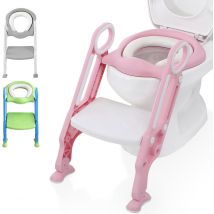 Réducteur de toilettes LifeGoods - Pot pour enfant - 2 à 7 ans - Rose/Blanc