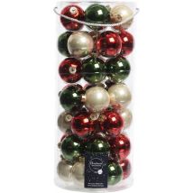 Mélange de boules de Noël Decosis - 49 pièces - ø 6cm - Verre - Rouge Vert