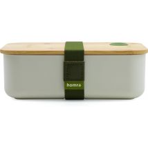 Homra Lunchbox BBOO Grey - Boîte à pain - Boîte à lunch à 2 compartiments - Lunch To Go - Bambou FSC - Plastique durable - Sans BPA - Boîte à lunch - Résistant à la congélation