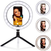 Grundig Selfie Ring Lamp on Tripod - Ring Light - pour Smartphone - Social Media et Vlogs - LED - Flexible - 25 cm