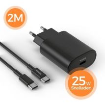 Wurk 25W Charger - Chargeur rapide adapté à Samsung - Chargeur rapide Quick Charge - Câble USB-C 2M - Noir