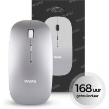 Souris sans fil Wurk – Rechargeable – Bluetooth 4.0 – 2,4 GHz – USB – Sans fil – Souris d'ordinateur – Ordinateur portable – PC – Argent