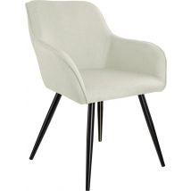 Tectake - Chaise Marilyn Linen Look - chaises de salle à manger - sièges baquets - cre?me/noir - 404624