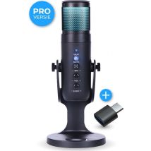 Nuvance - Microphone USB avec support - pour PC et Microphone de jeu - Microphone de streaming - RGB