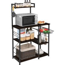 Buffet de cuisine Goliving - Étagère de cuisine verticale - Armoire à micro-ondes - Organisateur - Métal - Bois - 90 x 40 x 132 cm - Noir