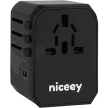 Niceey World plug - Prise universelle - Noir