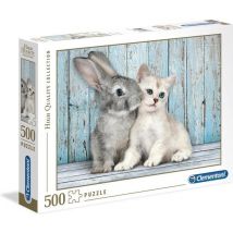 Clementoni - Puzzle 500 pièces Collection de haute qualité, Chat et lapin, Puzzle pour adultes et enfants, 14-99 ans, 35004