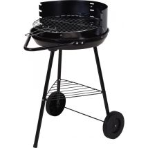 Barbecue au charbon de bois - Barbecue d'Extérieur Autoportant - Demi-ouvert - Acier inoxydable - Ø 42 cm