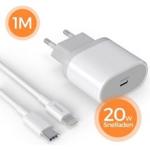Wurk - Chargeur - Convient à l'iPhone et à l'iPad - Chargeur rapide 20W - Câble de charge 1M - Convient également aux iPhones plus anciens