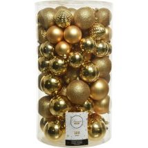 Set de boules de Noël Decoris 100pcs plastique doré