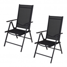 Chaise de jardin / Chaise pliante / Chaise pliante / Chaise de camping - Pliable - Noir - 2 PCS