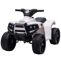 HOMCOM Quad électrique pour enfants - Moto électrique avec 2 phares - 65x40x43 cm - Noir/Blanc