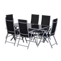 Outsunny Garden Set - Table de jardin avec 6 chaises de jardin - 160x86x72 cm - Noir