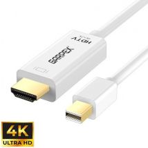 Garpex® Câble Mini DisplayPort vers HDMI - Câble Mini DP vers HDMI - Câble HDMI - 4K 30Hz Ultra HD - Blanc - 1,8 mètres