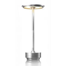 Goliving Lampe de table rechargeable - Sans fil et dimmable - Lampe tactile moderne - Lampe de nuit pour chambre à coucher - Anti-éclaboussures - 27 cm - Silver
