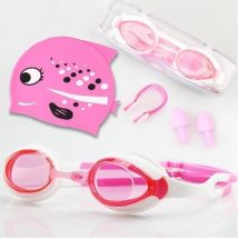 Garpex® Diving Goggles Kids - Lunettes de natation pour enfants avec bonnet de bain et pince-nez - Rose