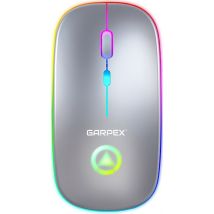 Garpex® Silent Wireless Mouse - Gaming Mouse - Computer Mouse - Mouse Wireless - With LED Lighting - Rechargeable - Silver colour