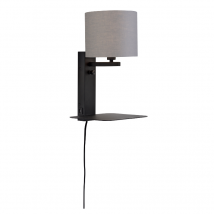 it's about RoMi-collectie Wandlamp Florence plank+usb+kap 1815 l.grijs