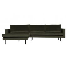 BePureHome-collectie Rodeo Chaise Longue Links Velvet Dark Green Hunter