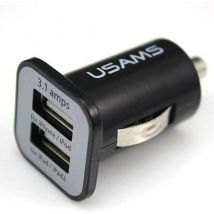 USAMS 3-Pack USAMS Dual Autolader/Carcharger Zwart/Wit