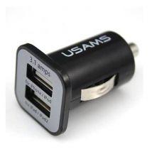 USAMS USAMS Dual Autolader/Carcharger 5V - 3.1A Zwart