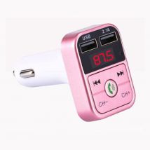 Stuff Certified® Dual USB Autolader Bluetooth Handsfree Oplader FM Radio Kit Roze