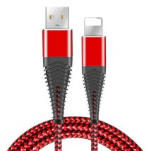 Coolreall Lightning USB Oplaadkabel Datakabel 1M Gevlochten Nylon Oplader iPhone/iPad/iPod Rood