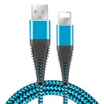 Coolreall Lightning USB Oplaadkabel Datakabel 1M Gevlochten Nylon Oplader iPhone/iPad/iPod Blauw
