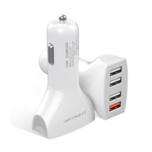 Ykz Qualcomm Quick Charge 3.0 Quad Port Autolader/Carcharger - Wit