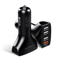 Ykz Qualcomm Quick Charge 3.0 Quad Port Autolader/Carcharger - Zwart