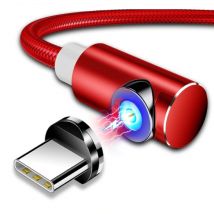 INIU USB 2.0 - Micro-USB Magnetische Oplaadkabel 2 Meter Gevlochten Nylon Oplader Data Kabel Data Android Rood