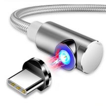 INIU USB 2.0 - iPhone Lightning Magnetische Oplaadkabel 1 Meter Gevlochten Nylon Oplader Data Kabel Data Zilver