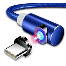 INIU USB 2.0 - Micro-USB Magnetische Oplaadkabel 1 Meter Gevlochten Nylon Oplader Data Kabel Data Android Blauw