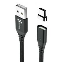 Swalle USB 2.0 - iPhone Lightning Magnetische Oplaadkabel 1 Meter Gevlochten Nylon Oplader Data Kabel Data Android Zwart