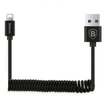 Baseus iPhone Lightning Gekrulde Spiraal Oplaadkabel Datakabel 1.6 Meter Oplader Zwart