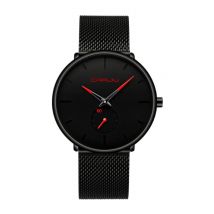 CRRJU Kwarts Horloge - Anoloog Luxe Uurwerk voor Mannen en Vrouwen - Zwart-Rood